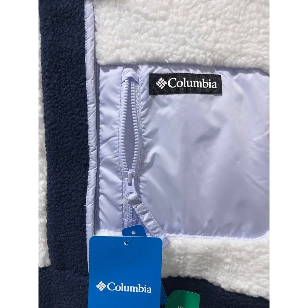 Columbia NWT Women's Long Sleeve Cropped Fleece Pullover, XL, Navy/White - Picture 7 of 16